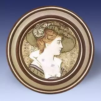 Figurální a ozdobný porcelán široký 21,5 cm Nástěnný obraz ženy