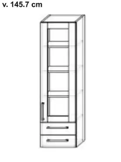 Vysoká nádstavbová kuchyňská policová skříňka se zásuvkami