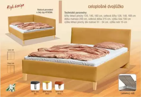 Rohová čalouněná postel s volně loženou matrací šířka 140 cm NOVA