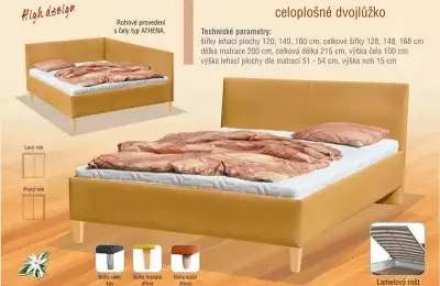 Široká manželská postel s rohem na volně loženou matrací šířka 160 cm NOVA