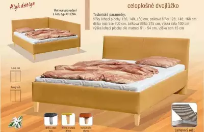 Čalouněná postel do rohu s volně loženou matrací šířka 120 cm NOVA
