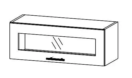Široká horní prosklená skříňka do kuchyně v odstínu javor