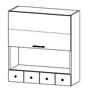 Skříňka nad dřez v horním výklopem a zásuvkami dvířek Jana