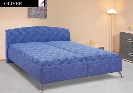 Čalouněná postel s pevným nebo lamelovým roštem a matracemi Oliver