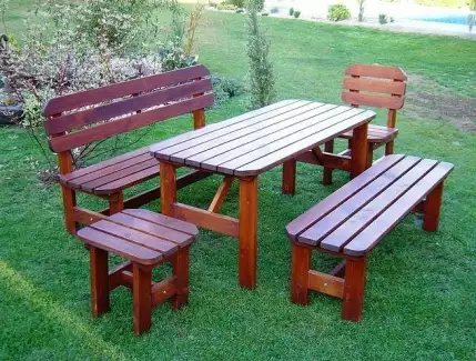 Zahradní sestava - stůl,2x lavice,stolička a židle ORB