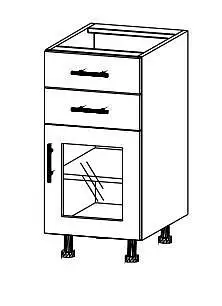 Prosklená spodní skříňka se dvěmi zásuvkami z 18 mm lamina Adam