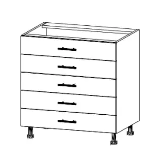 Spodní skříňka s pěti zásuvkami s rektifikačními nožkami