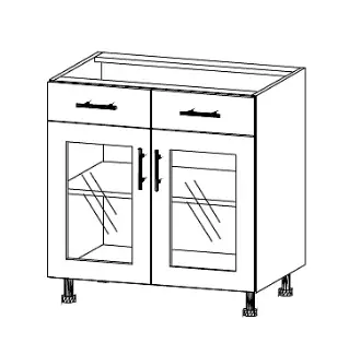 Spodní skříňka s bočním otevíráním s dvěma zásuvkami do obýváku