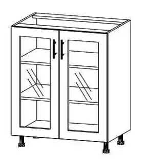 Spodní skříňka prosklená s bočním otevíráním a dvěmi policemi