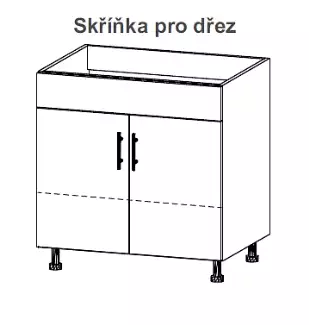 Skříňka do kuchyně s lištou a místem pro dřez Šimon