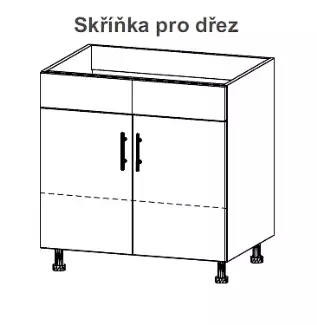 Dřezová skříňka s lištou a bočním otevíráním Tereza