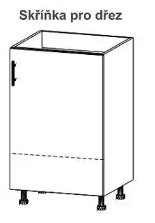 Jednodveřová skříňka pro dřez s bočním otevíráním Markéta