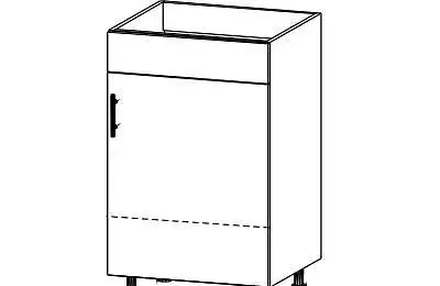 Skříňka pro dřez jednodveřová s lištou, boční otvírání - OSD545102