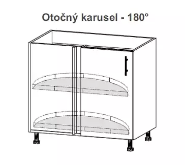 Kuchyňská skříňka Blanka  s otočným karuselem z laminové dřevotřísky