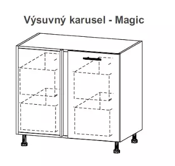 Moderní kuchyňská skříňka Vanesa s výsuvným karuselem
