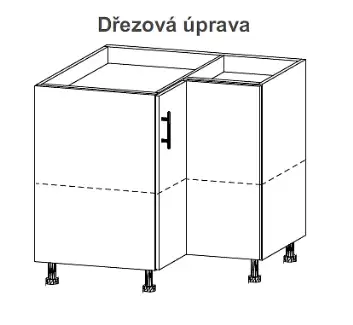 Rohová skříňka do kuchyně s místem pro dřez a odkapávač Denisa