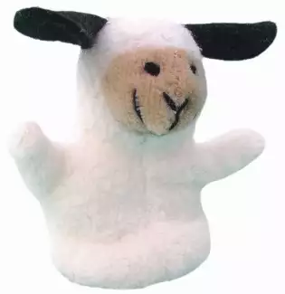 Prstový maňásek ovečky vhodný i pro děti do tří let