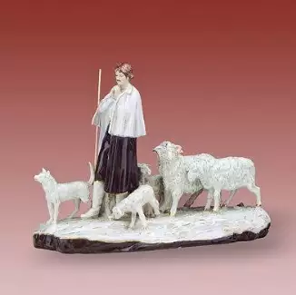 Porcelánová figura o délce 40 cm Pasák ovcí