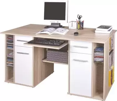 Moderní, prostorný počítačový stůl 150 cm s úložnými prostory.