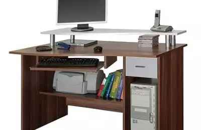 Počítačový stůl šíře 120 cm s nástavcem na monitor švestka + bílá barva