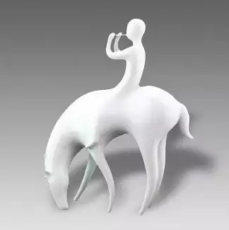Bílá porcelánová figura o výšce 15 cm Pištec na koni