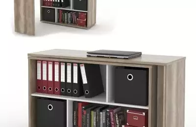 Moderní a praktický počítačový stolek otočný s kolečky s knihovnou