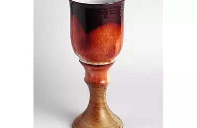 Pohár na víno vysoký rovný z ozdobně užitkové keramiky