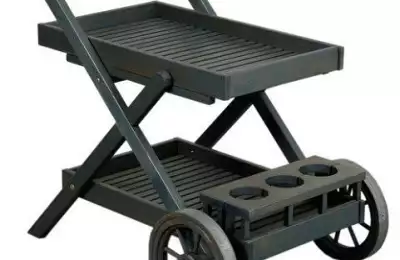 Pojízdný dřevěný servírovací stolek na zahradu