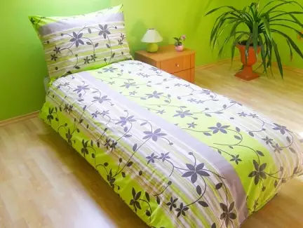 Povlečení francouzské krep Listy zelenošedé