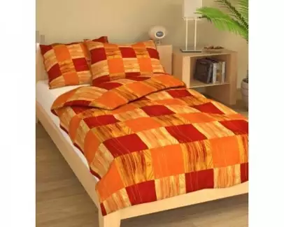 Povlečení DVOULŮŽKO Čtverečky oranžové KREP Exclusive