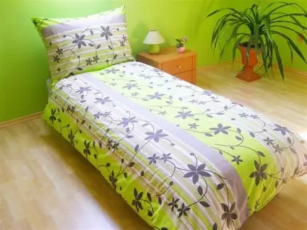 Zelenošedé povlečení ze 100% bavlny Listy