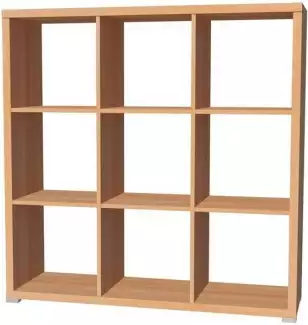 Předělovací stěna s devíti otevřenými přihrádkami, výška 135 cm PV 3