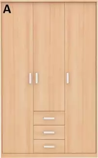 Skříň s otevíracími dveřmi plnými, se sklem nebo se zrcadlem a středovými zásuvkami Radek