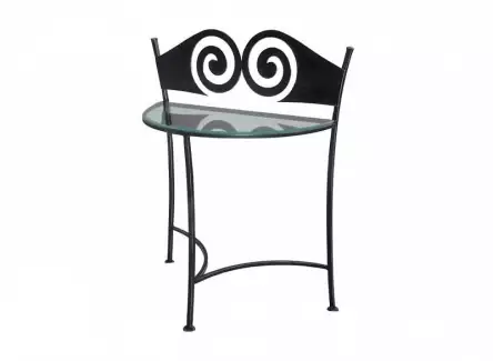 Noční stolek s půlkruhovou skleněnou deskou Rose
