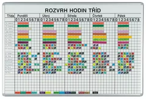 Magnetická tabule na rozvrh hodin - dvě velikosti