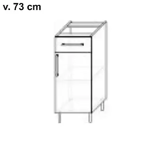 Spodní skříňka s bočním otvíráním a zásuvkou o hloubce 56 cm