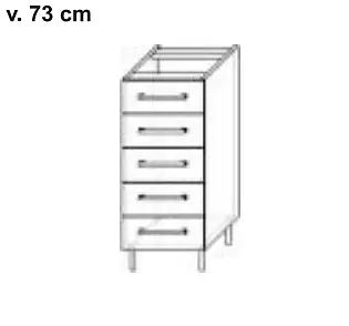 Spodní skříňka s pěti zásuvkami SA 13004, hl. 56 cm