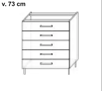 Spodní kuchyňská skříňka s pěti zásuvkami a tichým dotahem