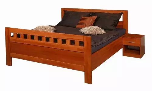 Manželská postel z 4 cm bukového masivu v odstínu třešeň Sandra