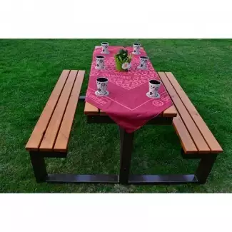 Venkovní pivní set, stůl + 2x lavička s masivní kovovou konstrukcí pro 6 - 8 osob Metal