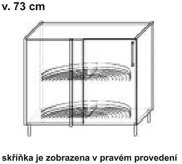 Spodní skříňka rohová v pravém provedení s otočným karuselem