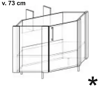 Spodní skříňka rohová diagonální s pracovní deskou ve 2 úrovních
