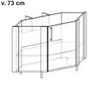 Rohová spodní skříňka diagonální s pracovní deskou v rovině