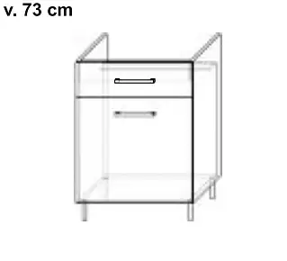 Spodní skříňka na varnou desku se zásuvkou a vysokým kontejnerem