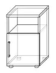 Malá skříňka s otevřeným úložným prostorem s jedněmi dvířky