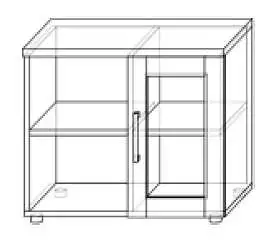 Malá kombinovaná skříňka s proskleným dvířkem v odstínu olše