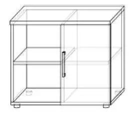 Nízká kombinovaná skříňka s dvířky a policí v odstínu akát