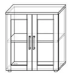 Moderní prosklená policová střední skříňka, šířka až 90 cm