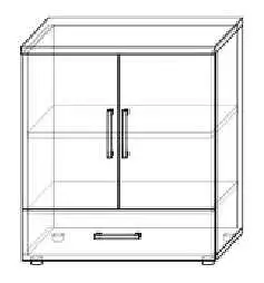 Klasická policová skříňka z lamina s jedním spodním šuplíkem