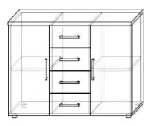 Kombinovaná komoda s bočními dvířky a čtyřmi zásuvkami